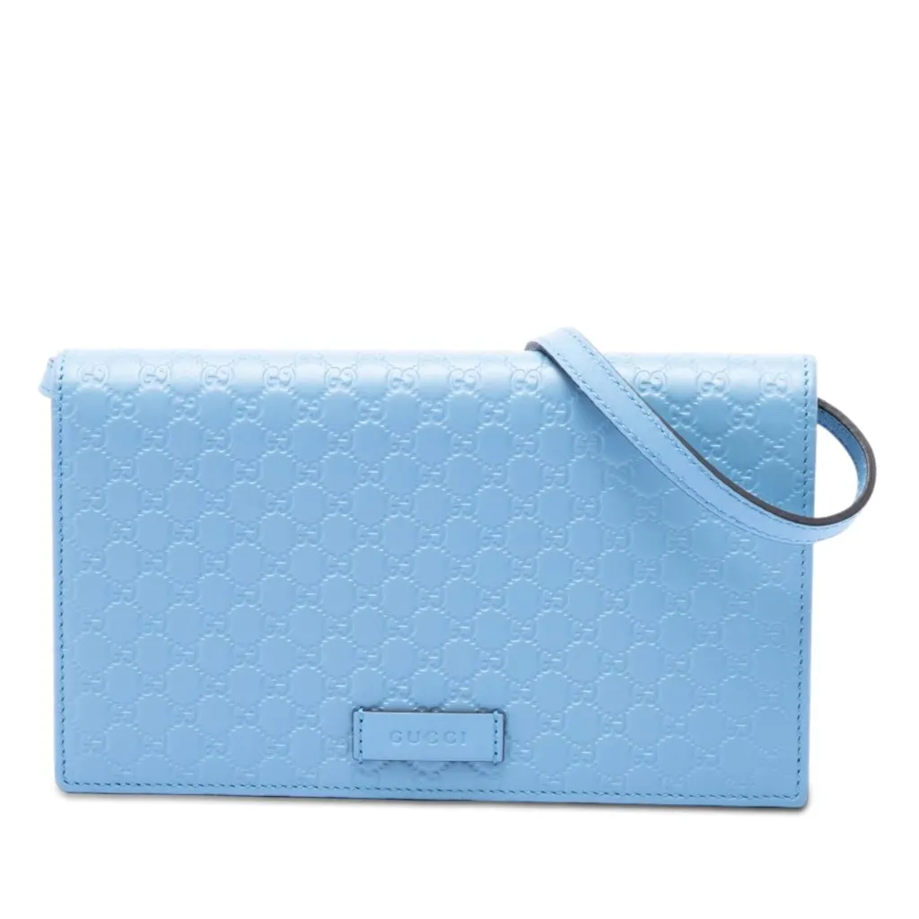Gucci Microguccissima Wallet on Strap Blue Leather Very good - Front View