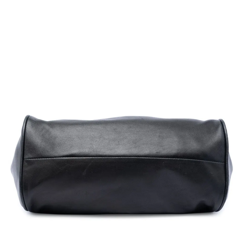 Chanel Lambskin Camellia Top Handle Frame Bag Black Leather Very good - Inside View