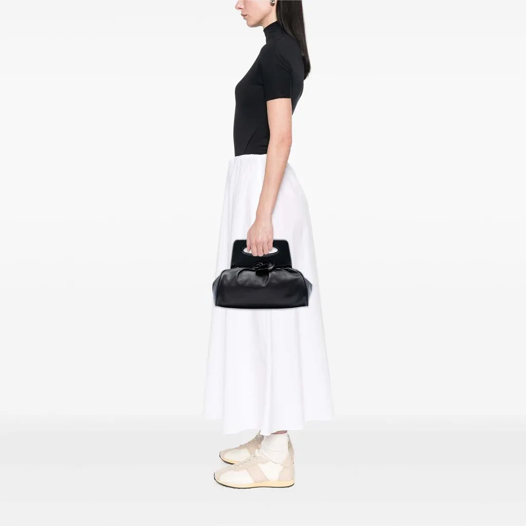 Chanel Lambskin Camellia Top Handle Frame Bag Black Leather Very good - Box View