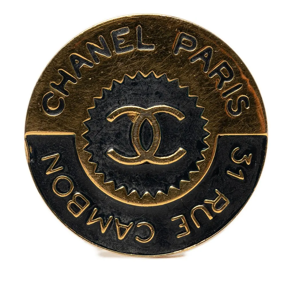 Chanel CC Gold Plated Enamel 31 Rue Cambon Brooch Gold Metal Very good - Front View