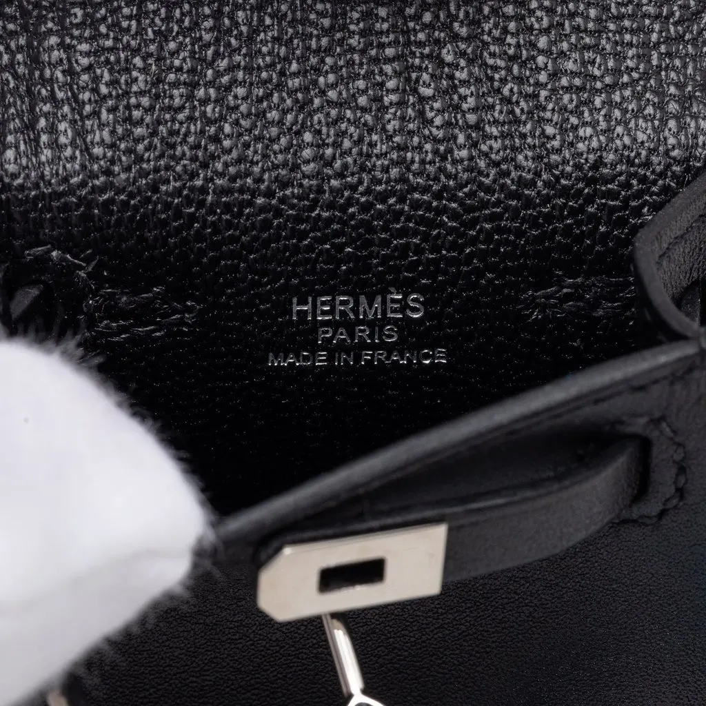 Hermès Mini Tadelakt Kelly Sellier Twilly Bag Charm Black Leather Very good - Model View