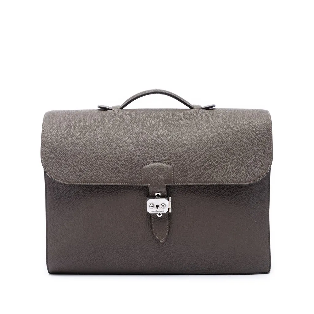 Hermès Togo Sac A Depeches 38 Brown Leather Very good - Front View