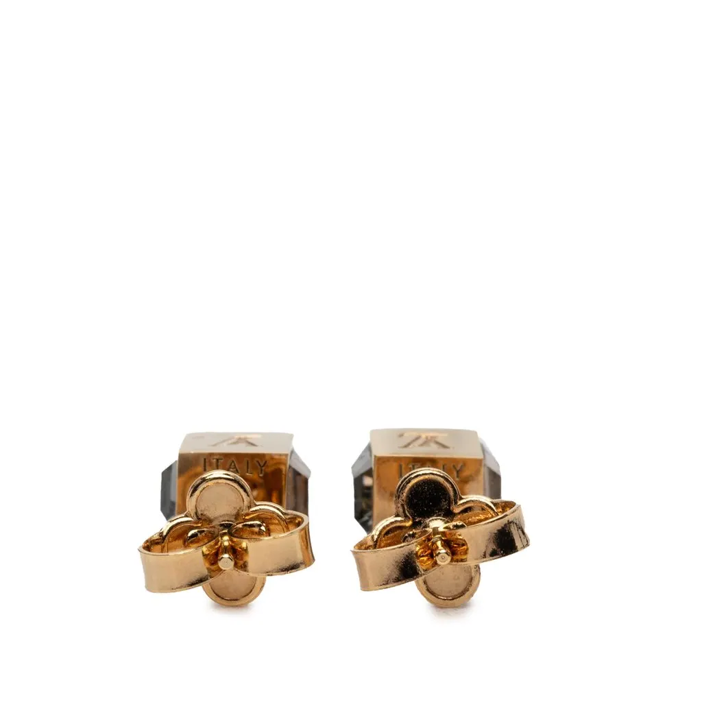 Louis Vuitton Gold Plated Strass Gamble Push Back Earrings Gold Metal Very good - Back View