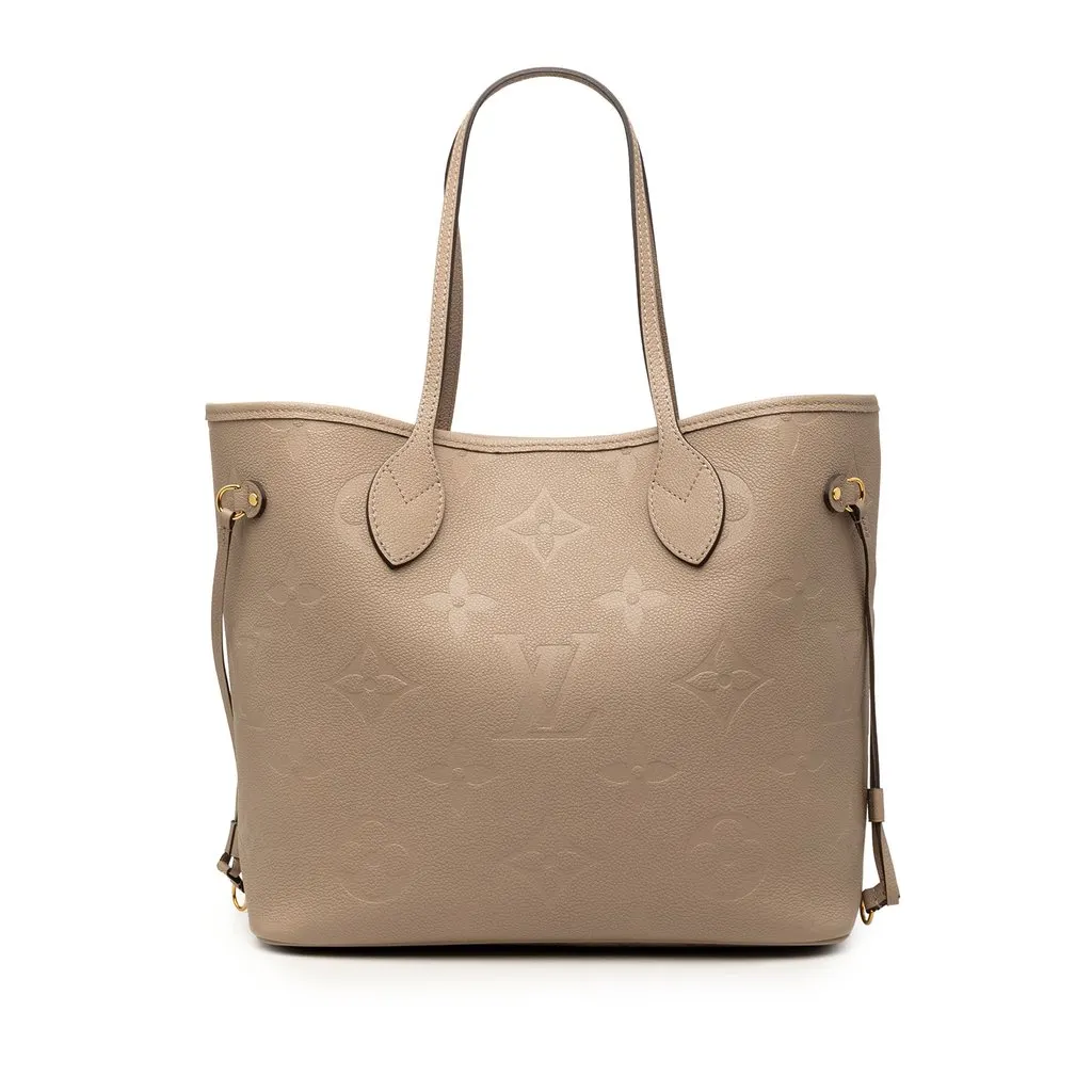 Louis Vuitton Monogram Giant Empreinte Neverfull MM Beige Leather Very good - Front View