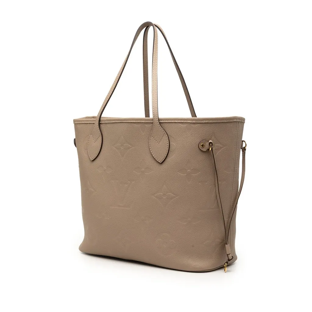 Louis Vuitton Monogram Giant Empreinte Neverfull MM Beige Leather Very good - Back View