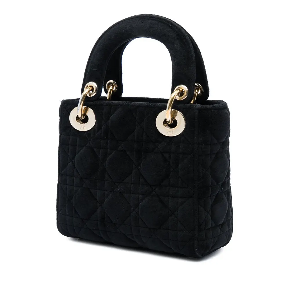 Dior Mini Velvet Cannage Lady Dior Black Very good - Back View