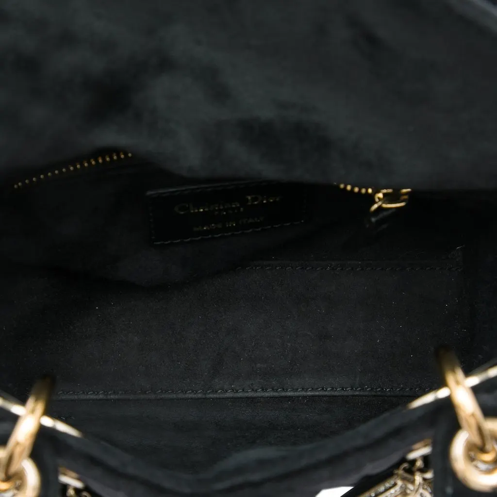 Dior Mini Velvet Cannage Lady Dior Black Very good - Model View