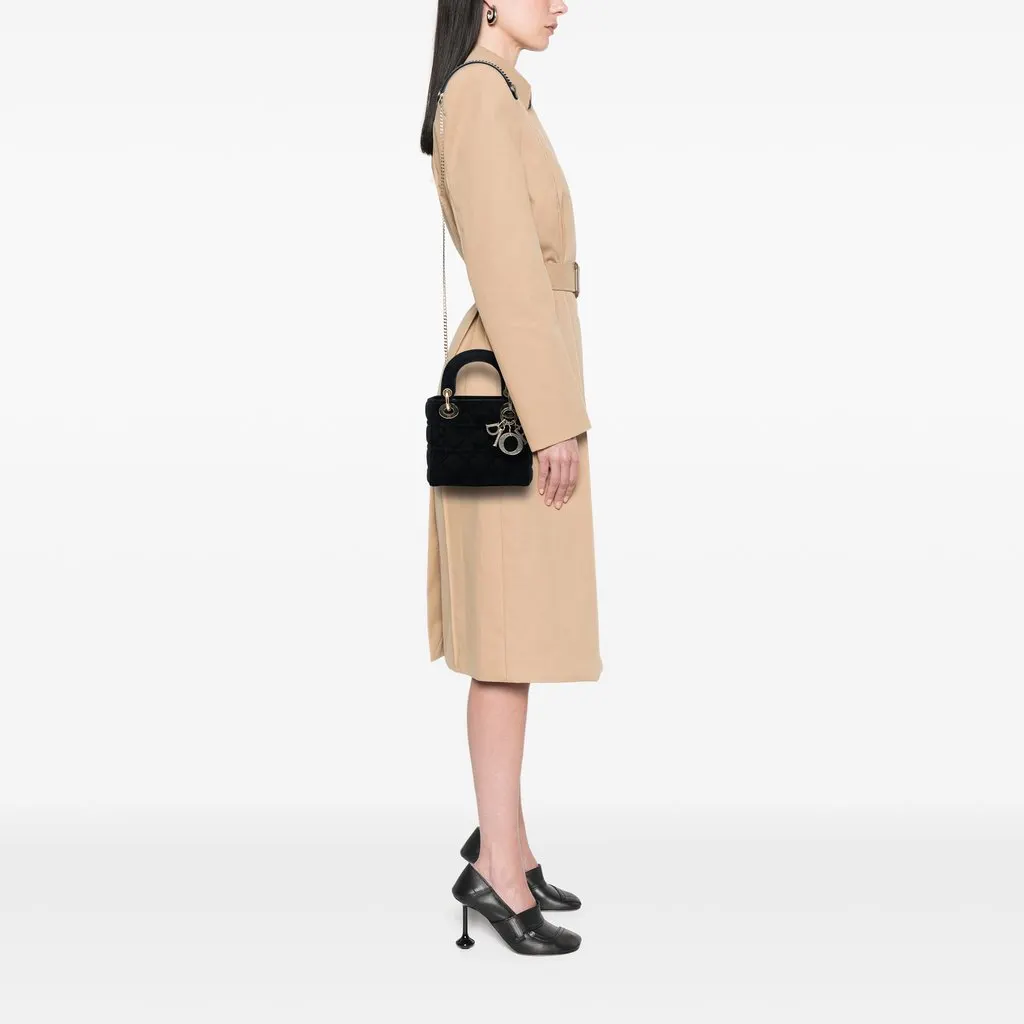 Dior Mini Velvet Cannage Lady Dior Black Very good - Box View
