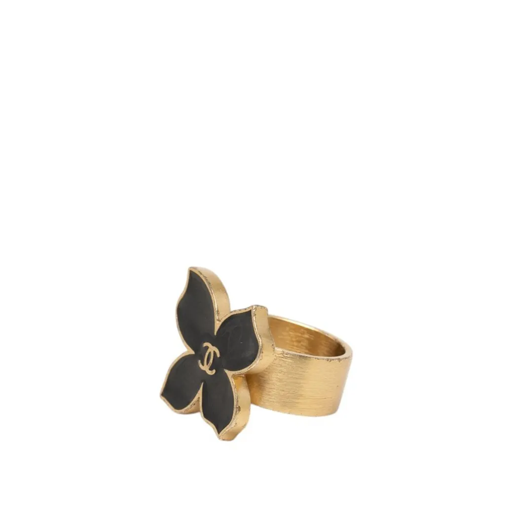 Chanel CC Gold Plated Enamel Butterfly Ring Gold Metal Very good - Back View