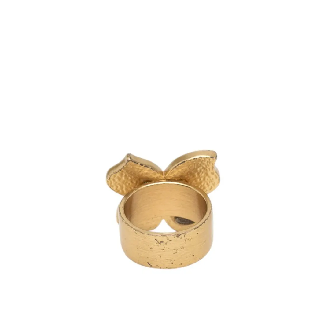 Chanel CC Gold Plated Enamel Butterfly Ring Gold Metal Very good - Inside View