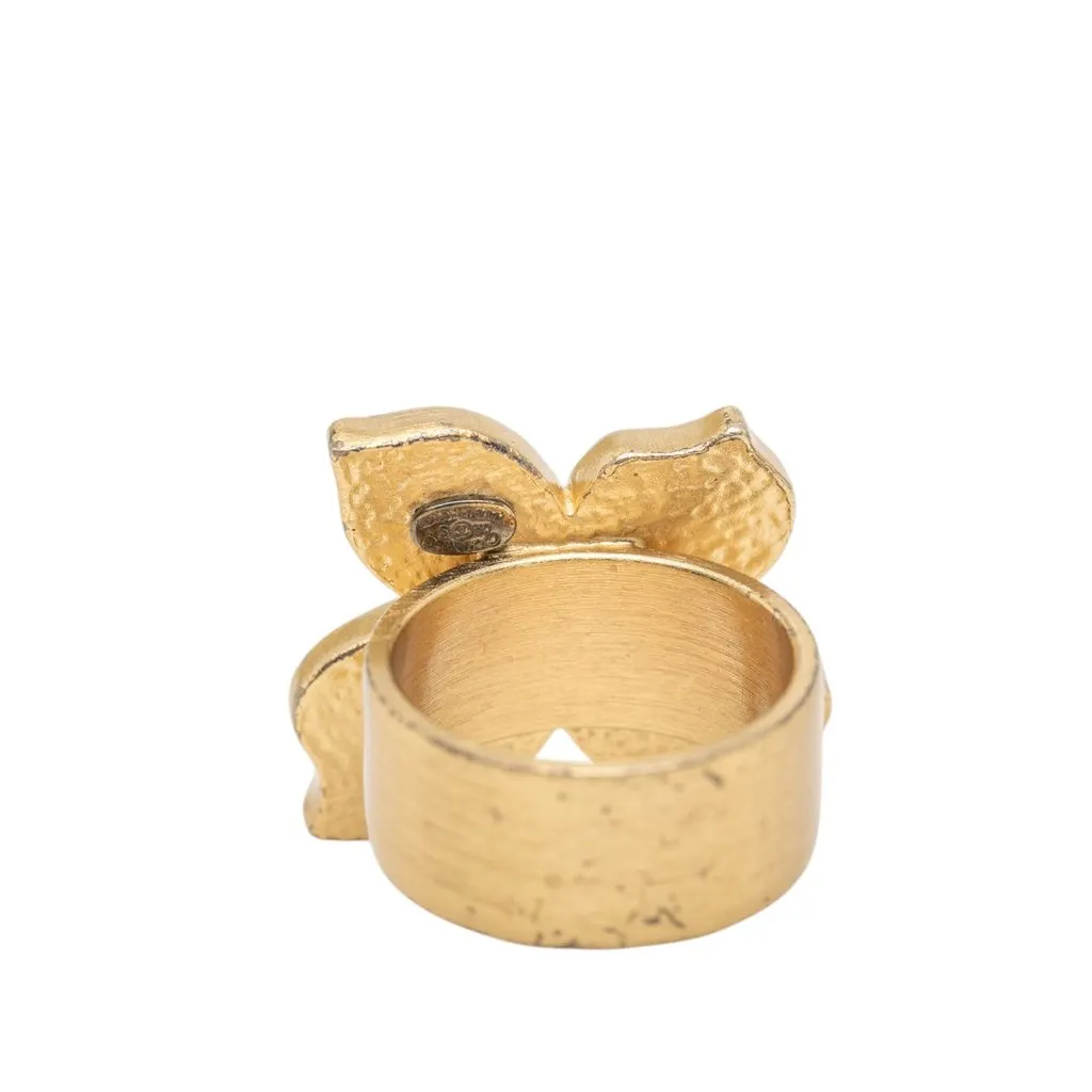 Chanel CC Gold Plated Enamel Butterfly Ring Gold Metal Very good - Model View