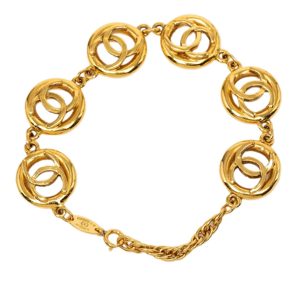 Chanel CC Gold Plated Charm Link Bracelet Gold Metal Very good - Inside View