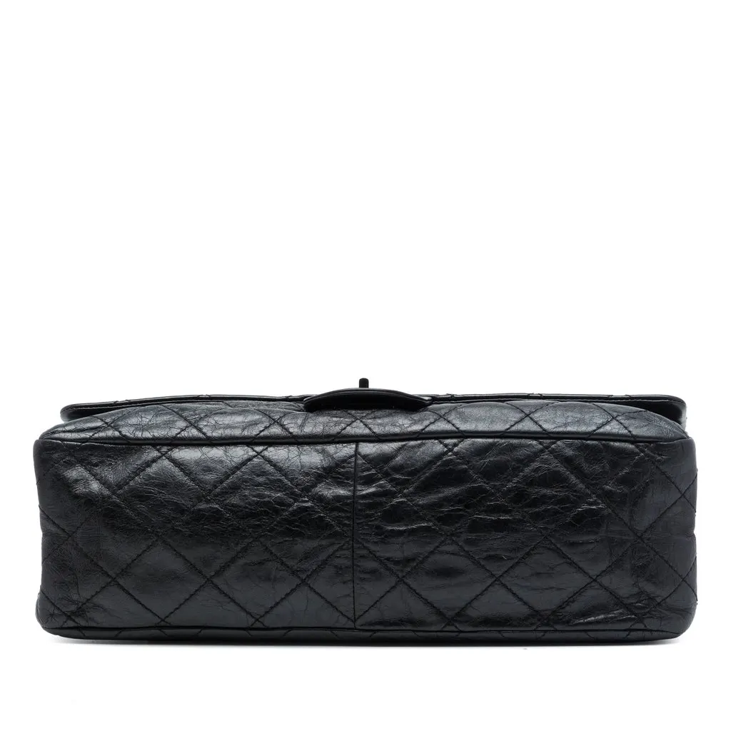 Chanel Quilted Aged Calfskin Reissue 2.55 Double Flap 227 Black Leather Very good - Inside View