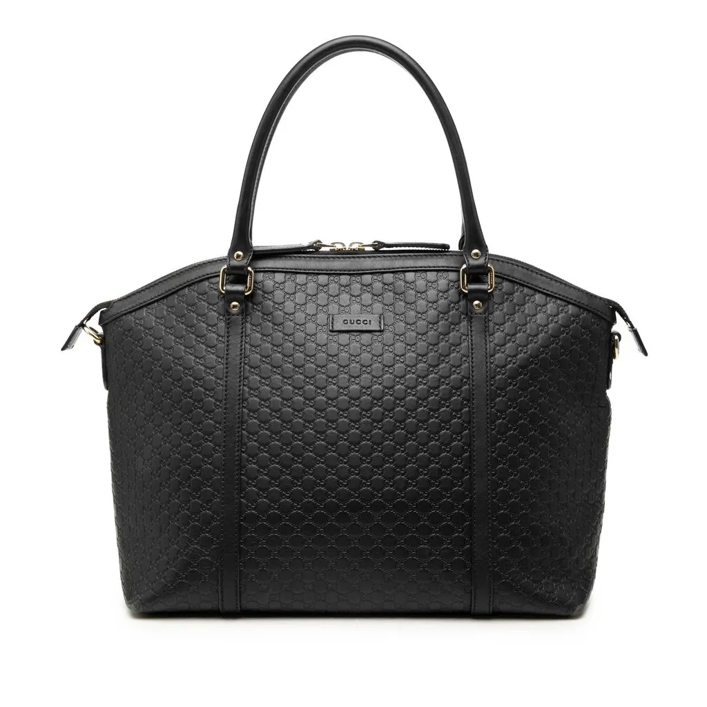 Gucci Large Microguccissima Dome Satchel Black Leather Very good - Front View