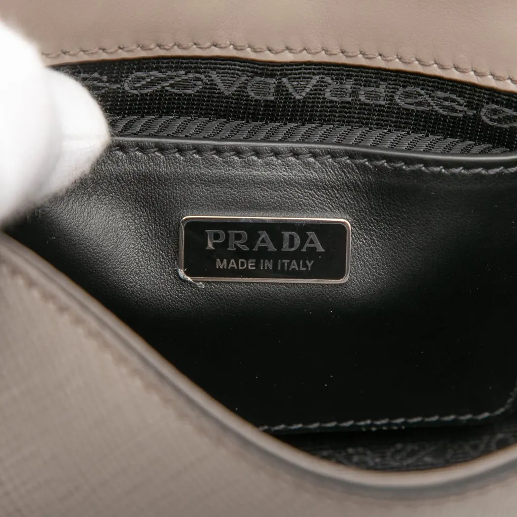 Prada Saffiano Crossbody Grey Leather Very good - Box View