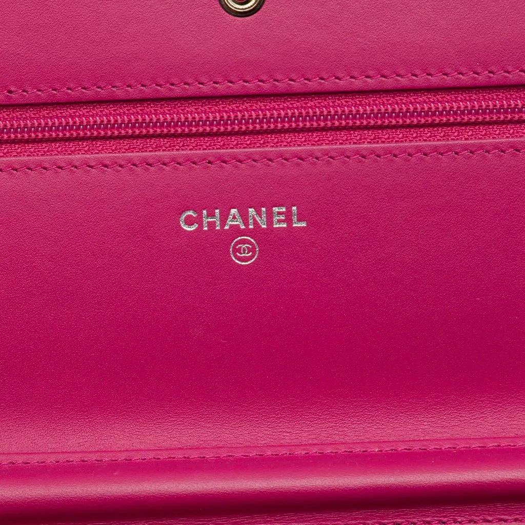 Chanel CC Quilted Patent Brilliant Wallet On Chain Pink Leather Very good - Box View