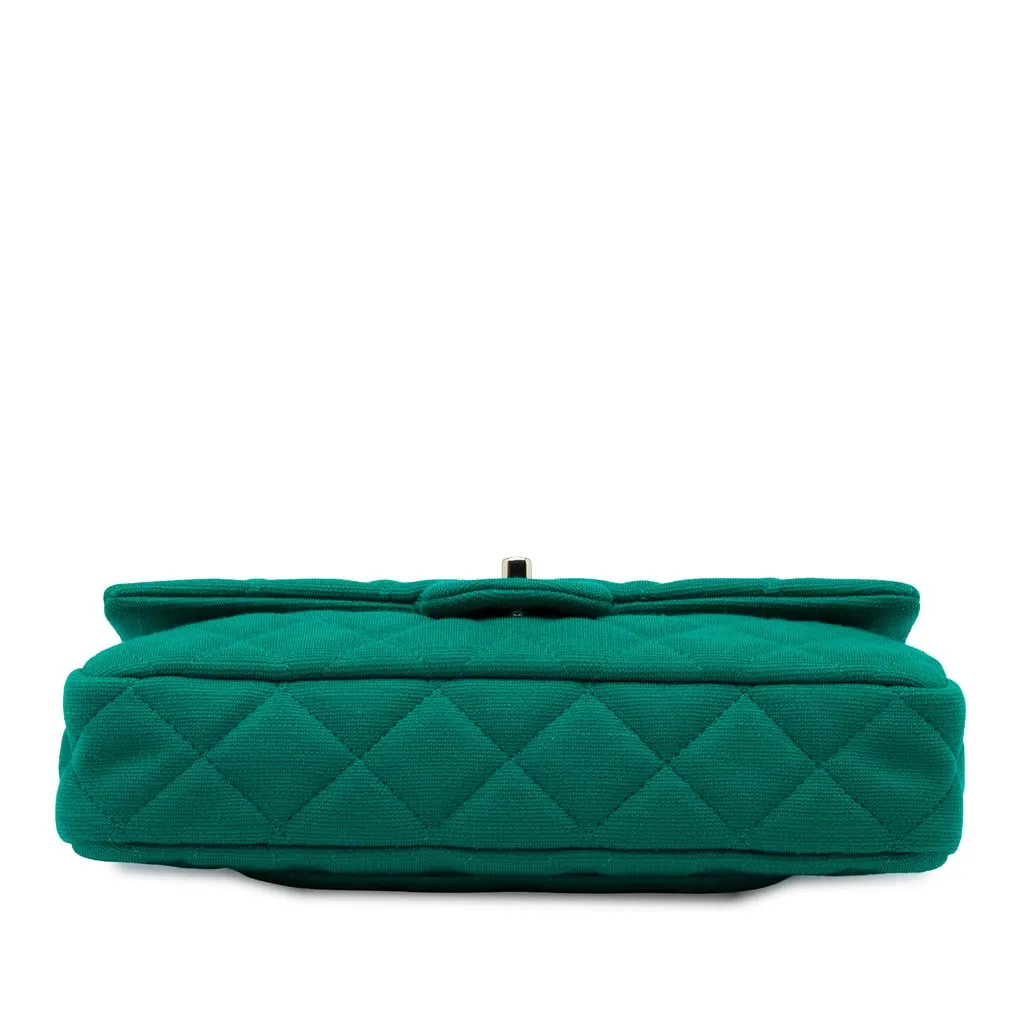 Chanel CC Quilted Jersey Roll Clutch Green Cotton Very good - Inside View