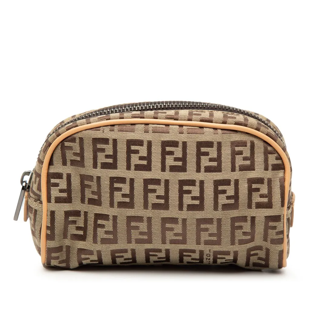 Fendi Zucchino Canvas Pouch Beige Very good - Front View