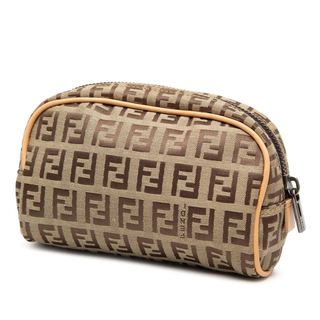 Fendi Zucchino Canvas Pouch Beige Very good - Back View
