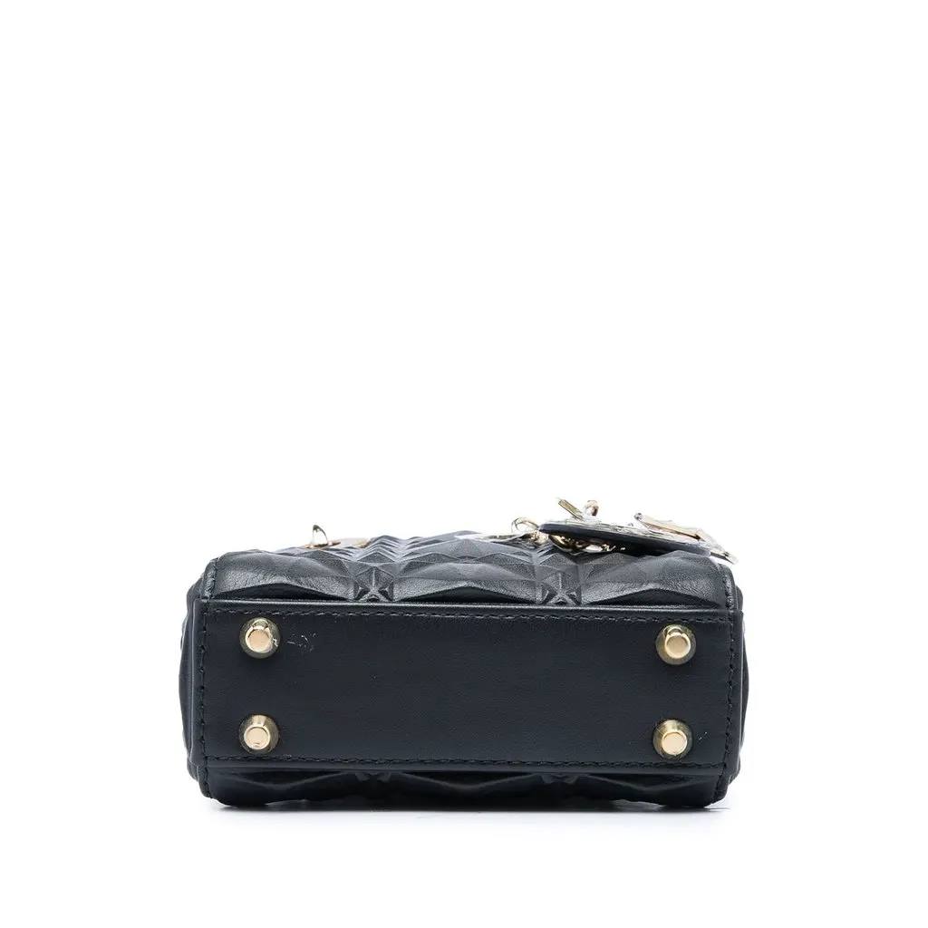 Dior Micro Calfskin Cannage Diamond Lady Dior Black Leather Very good - Inside View
