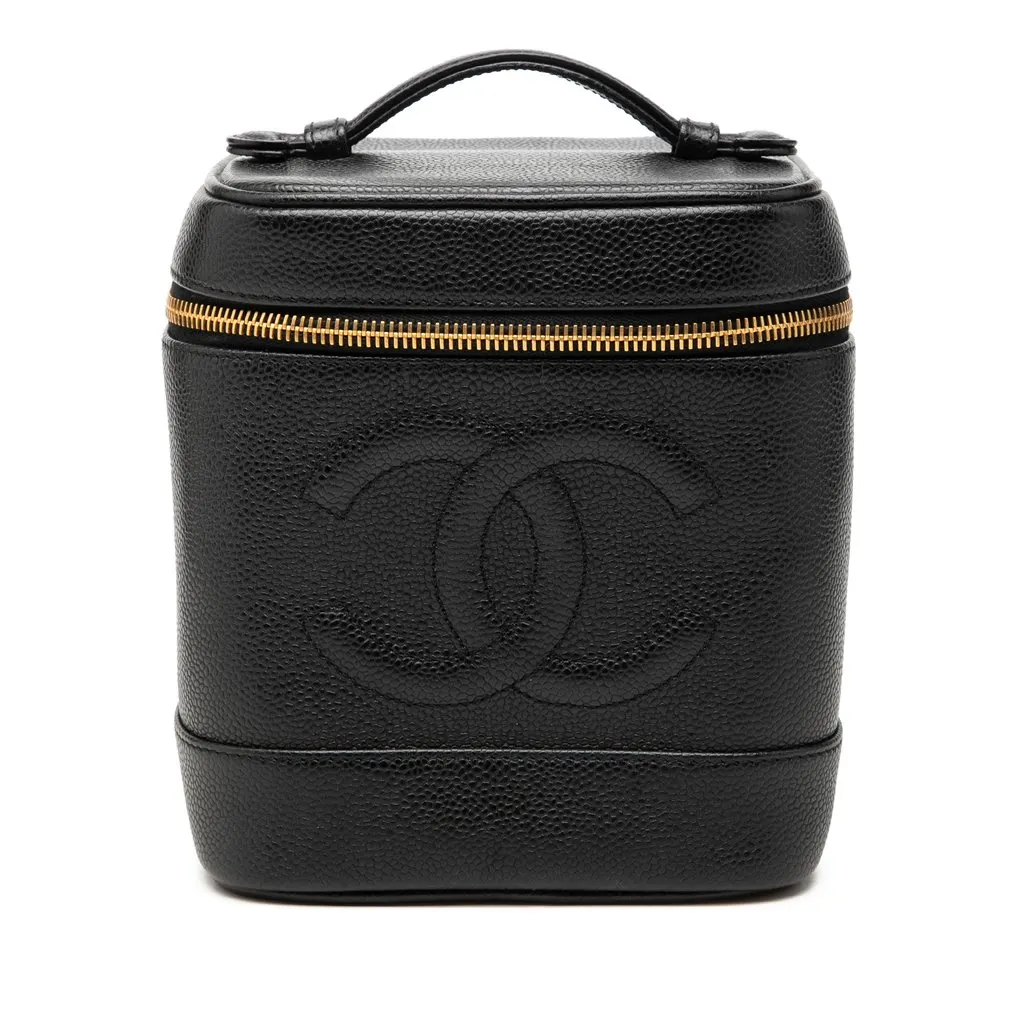 Chanel CC Caviar Vanity Bag Black Leather Very good - Front View