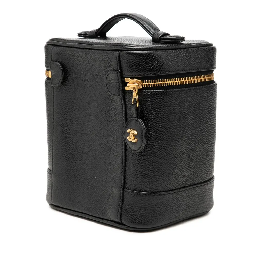 Chanel CC Caviar Vanity Bag Black Leather Very good - Back View