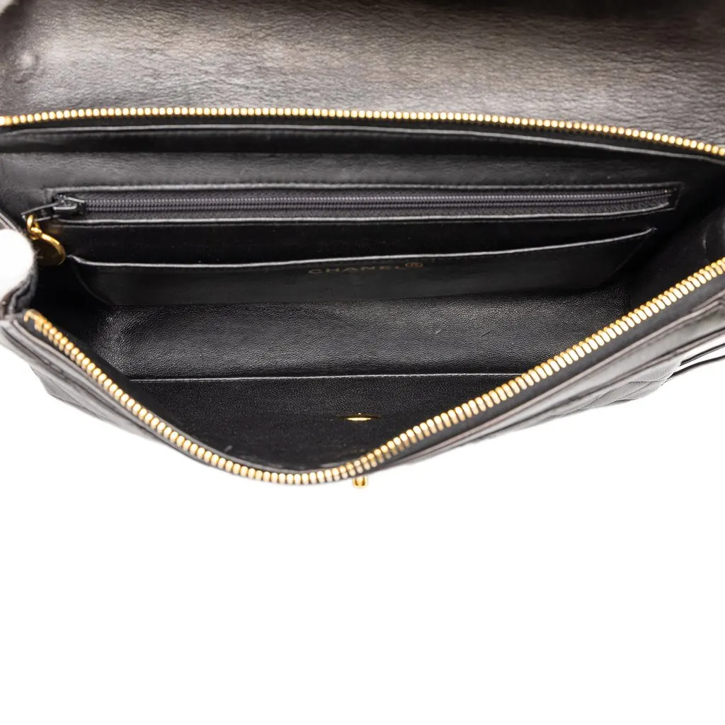 Chanel Medium Quilted Lambskin Flap Backpack Black Leather Good - Model View
