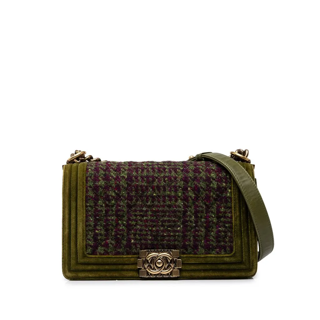 Chanel Old Medium Tweed and Velvet Boy Flap