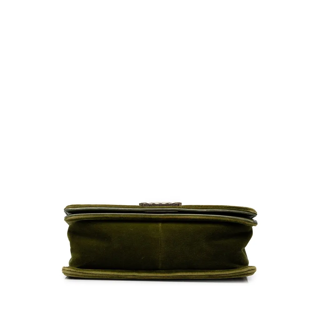Chanel Old Medium Tweed and Velvet Boy Flap Green Tweed Very good - Inside View