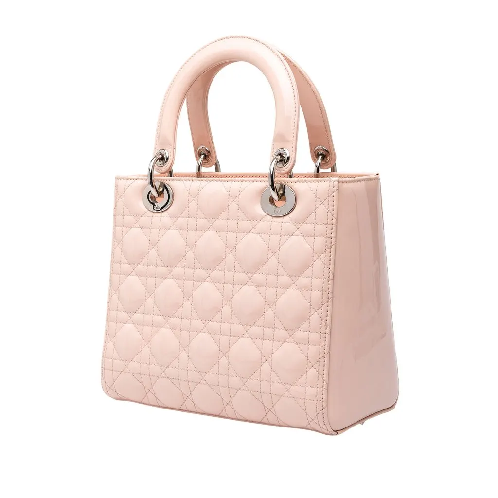 Dior Medium Patent Cannage Lady Dior Pink Leather Very good - Back View