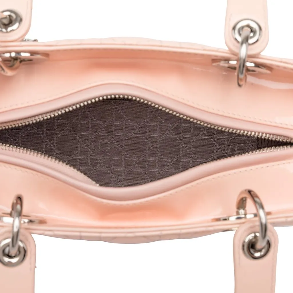Dior Medium Patent Cannage Lady Dior Pink Leather Very good - Model View
