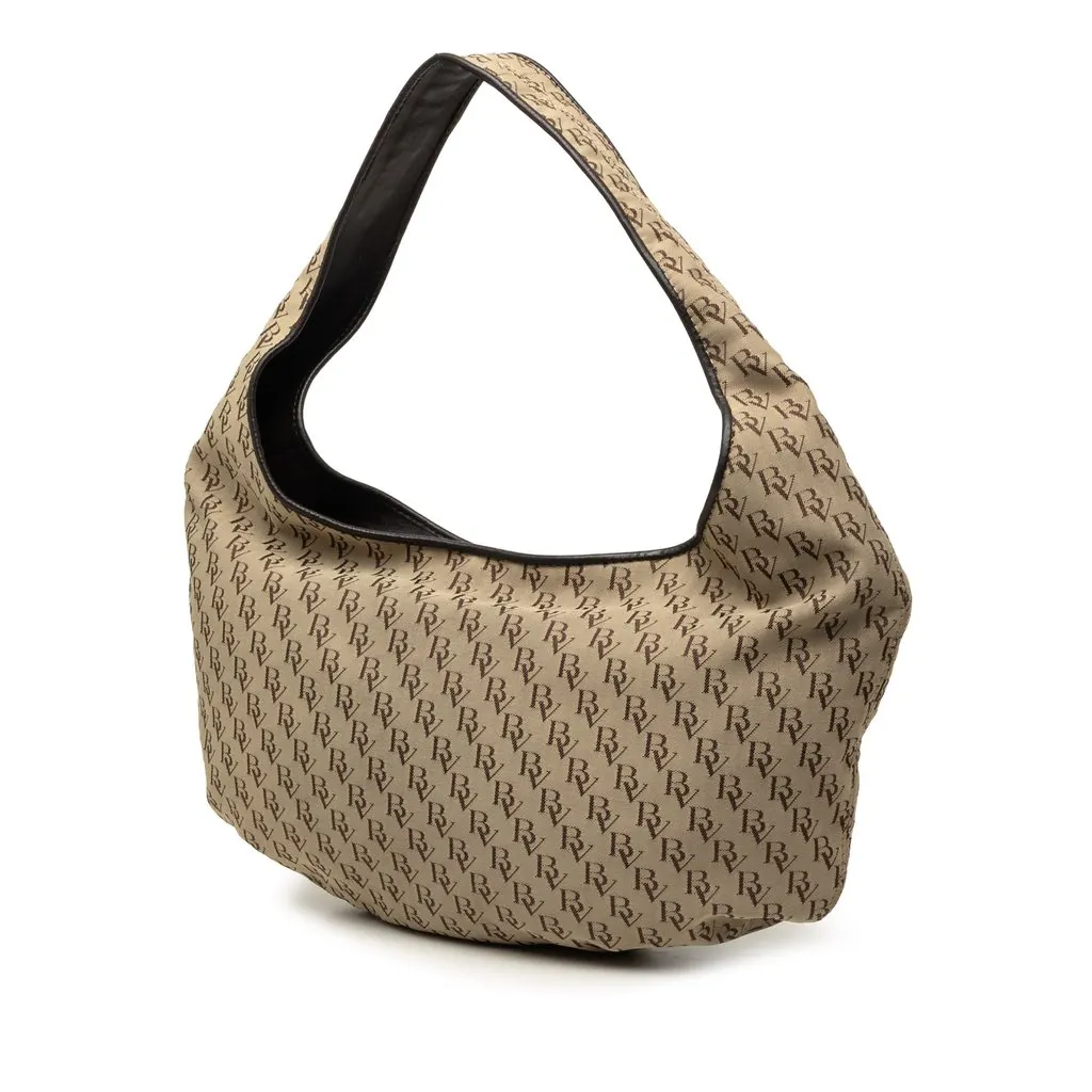 Bottega Veneta BV Monogram Canvas Campana Hobo Beige Very good - Back View