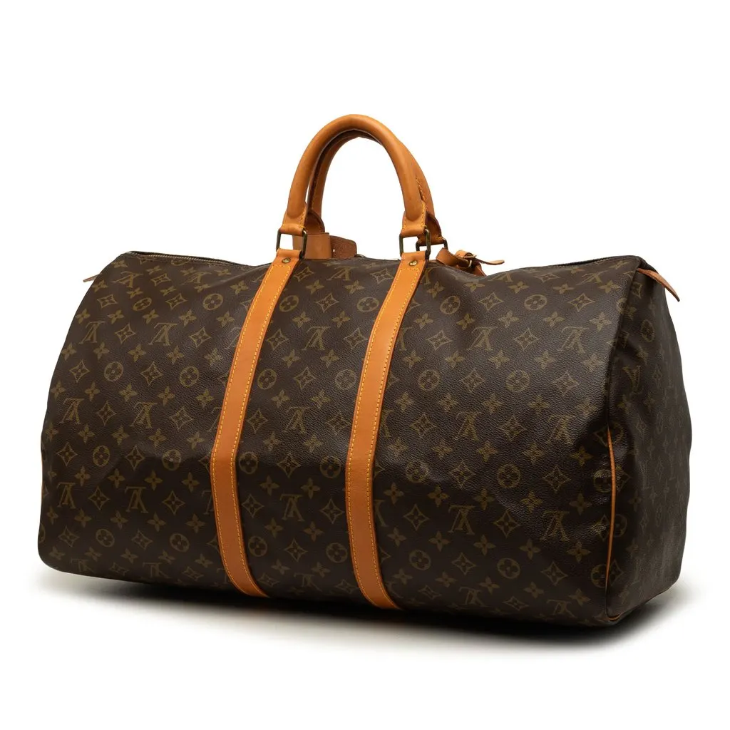 Louis Vuitton Monogram Keepall 55 Brown Canvas Good - Back View