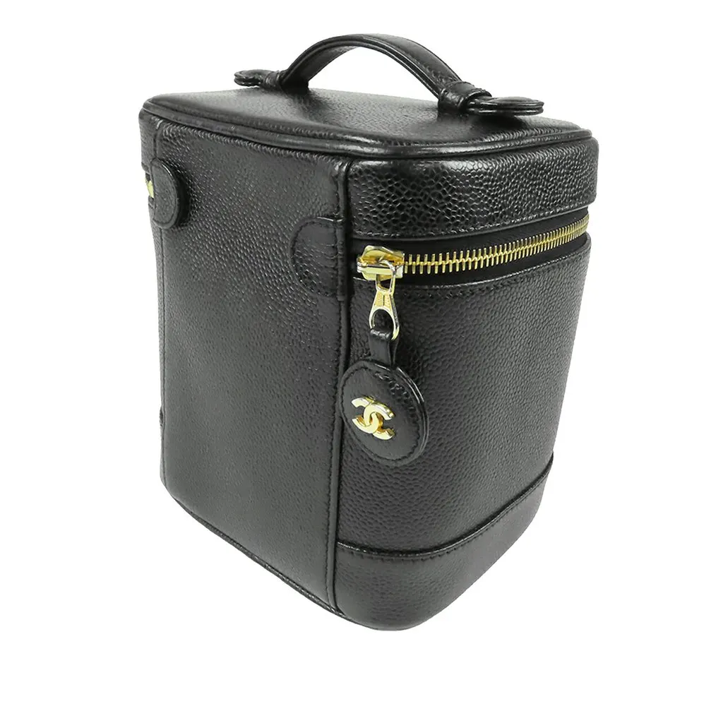 Chanel CC Caviar Vanity Case Black Leather Very good - Back View