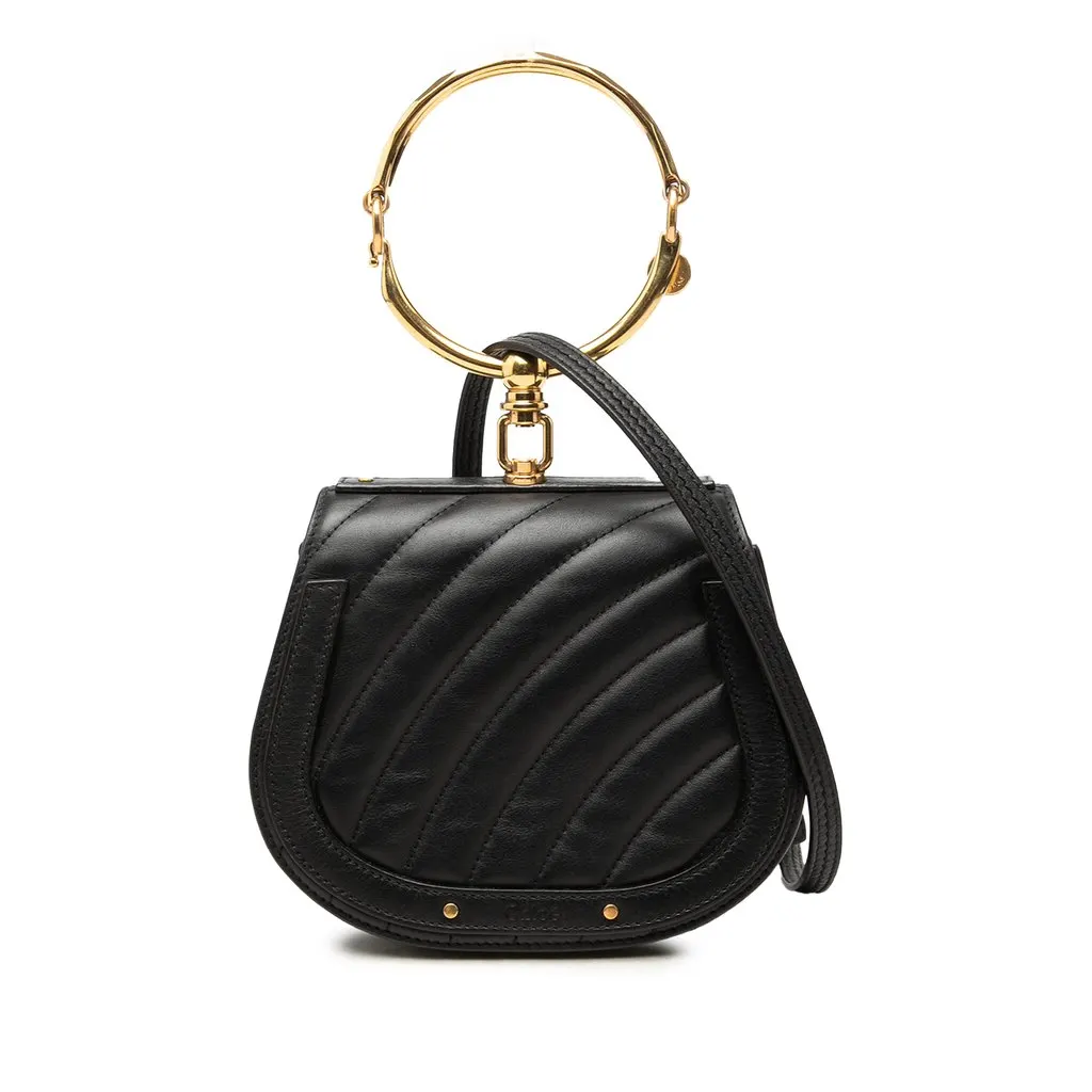 Chloé Small Quilted Leather Nile Bracelet Satchel Black Leather Good - Front View