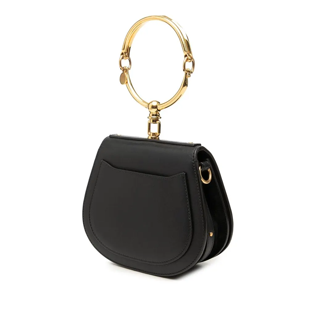 Chloé Small Quilted Leather Nile Bracelet Satchel Black Leather Good - Back View