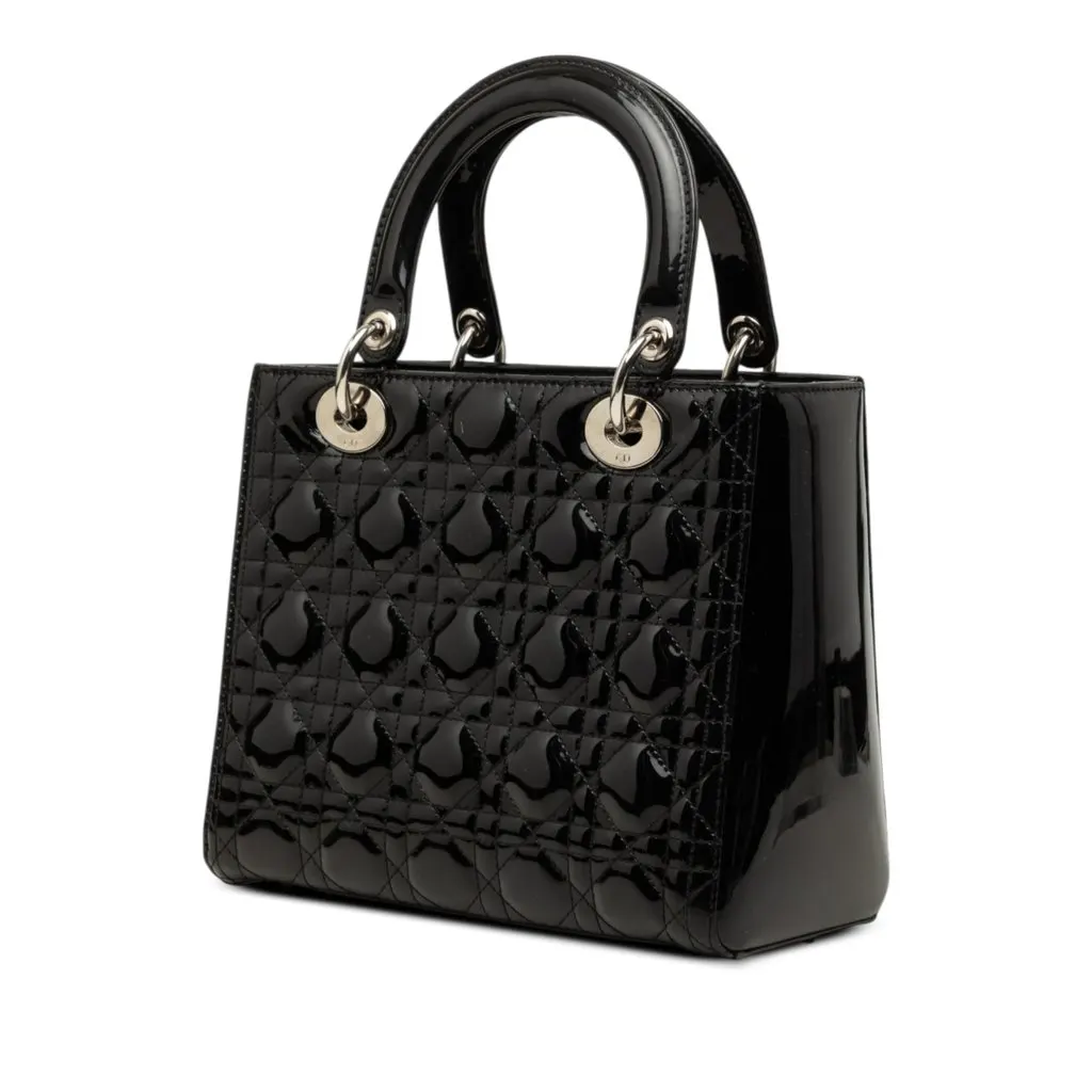 Dior Medium Patent Cannage Lady Dior Black Leather Very good - Back View