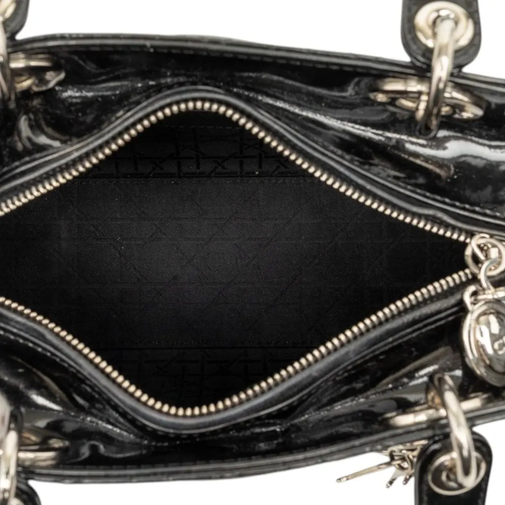Dior Medium Patent Cannage Lady Dior Black Leather Very good - Model View