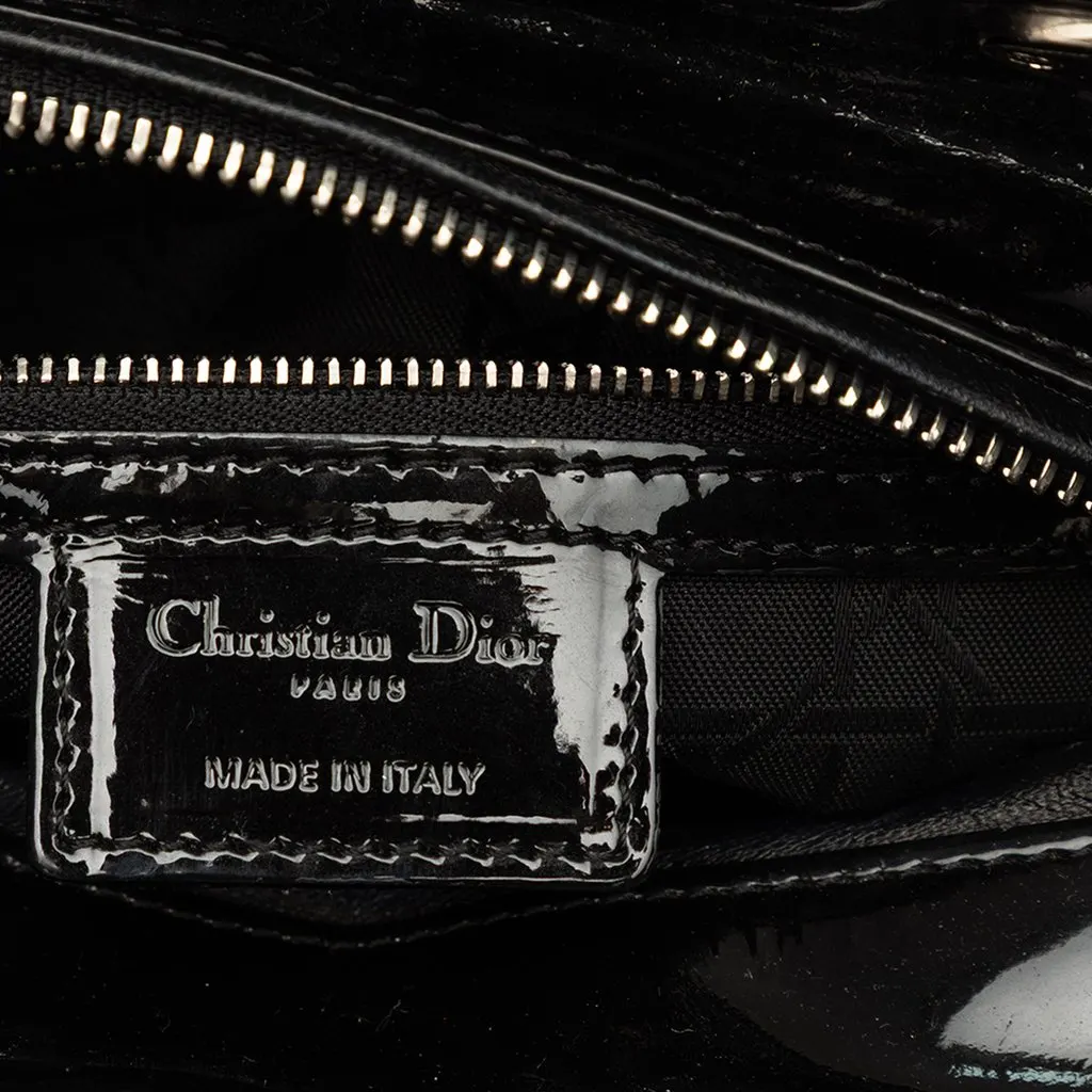 Dior Medium Patent Cannage Lady Dior Black Leather Very good - Box View