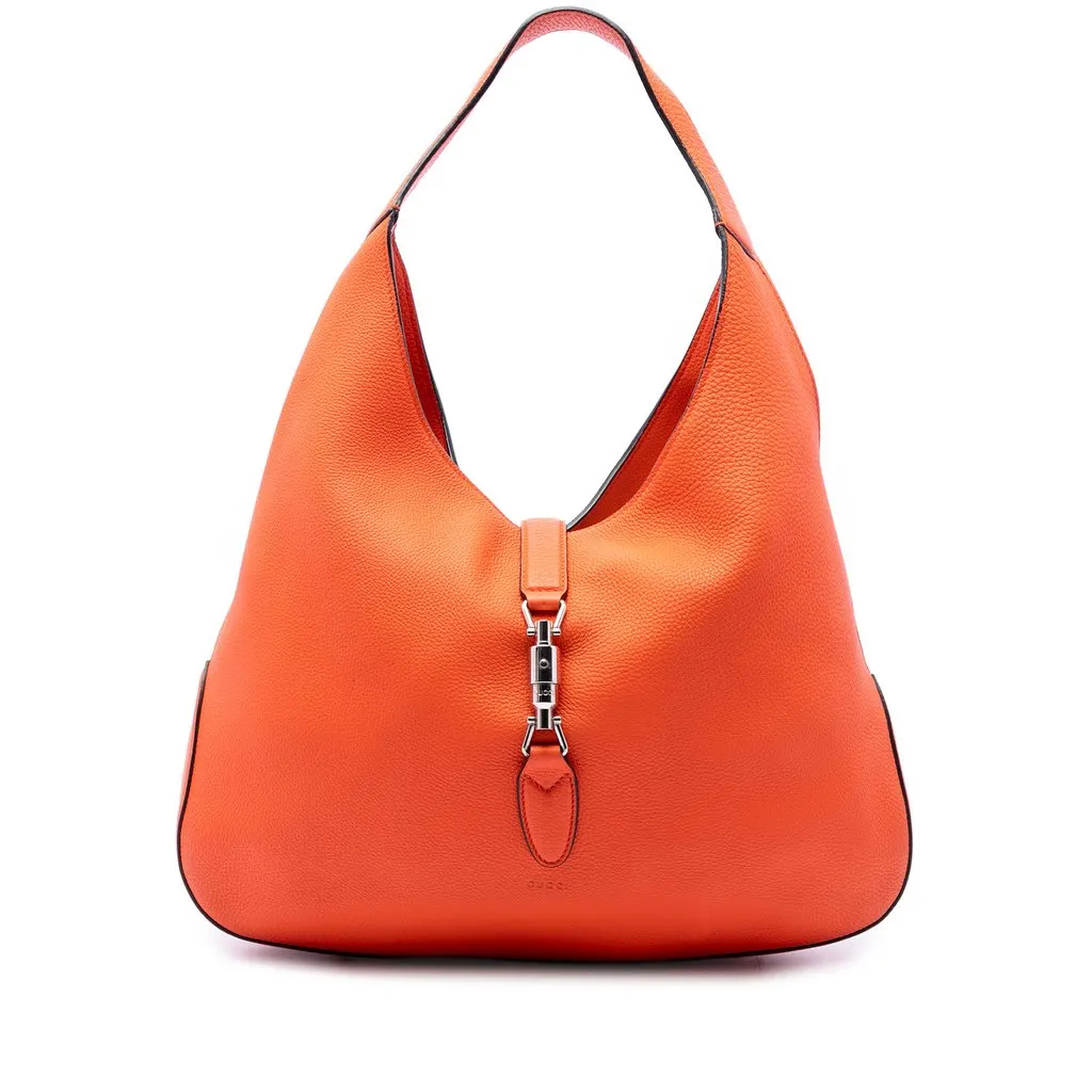 Gucci Calfskin Soft Jackie Hobo Orange Leather Very good - Front View