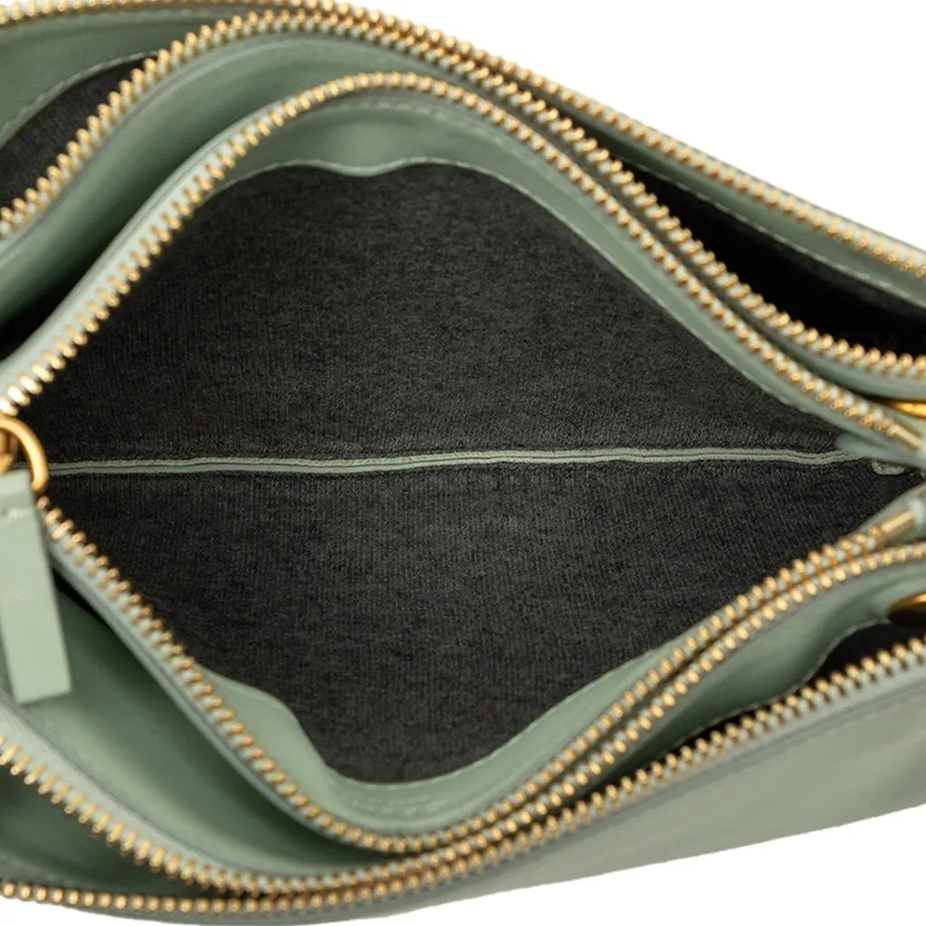 Celine Small Lambskin Trio Crossbody Green Leather Very good - Model View
