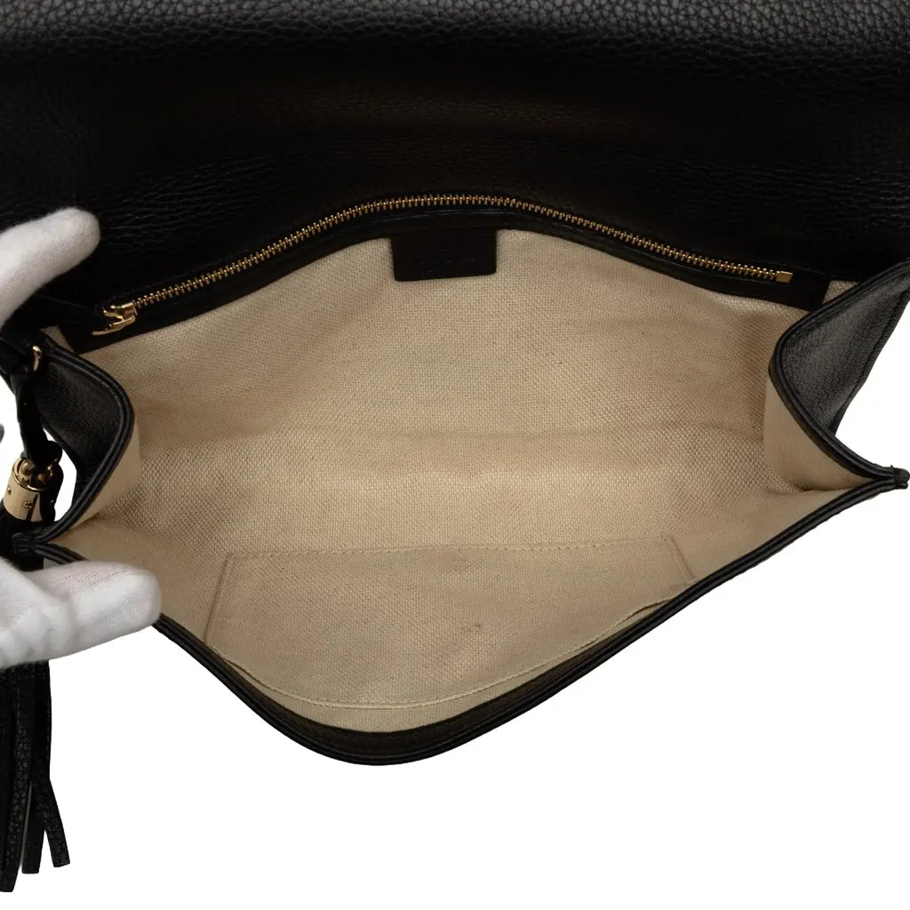 Gucci Calfskin Soho Disco Clutch Black Leather Very good - Model View