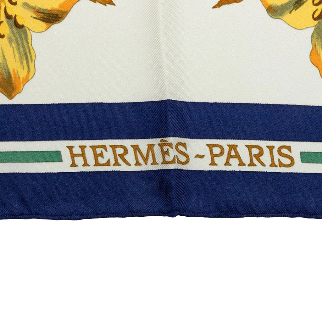 Hermès Fleurs D Hellade Silk Scarf 90 White Silk Very good - Back View