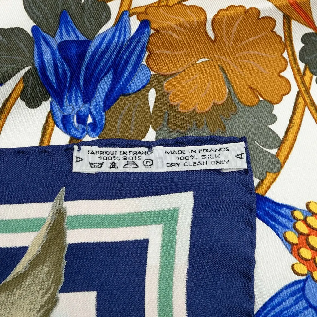 Hermès Fleurs D Hellade Silk Scarf 90 White Silk Very good - Box View