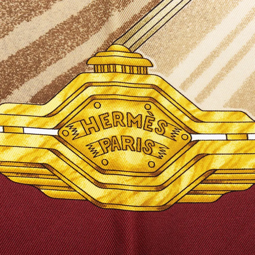 Hermès Automobile Silk Scarf 90 Red Silk Good - Box View