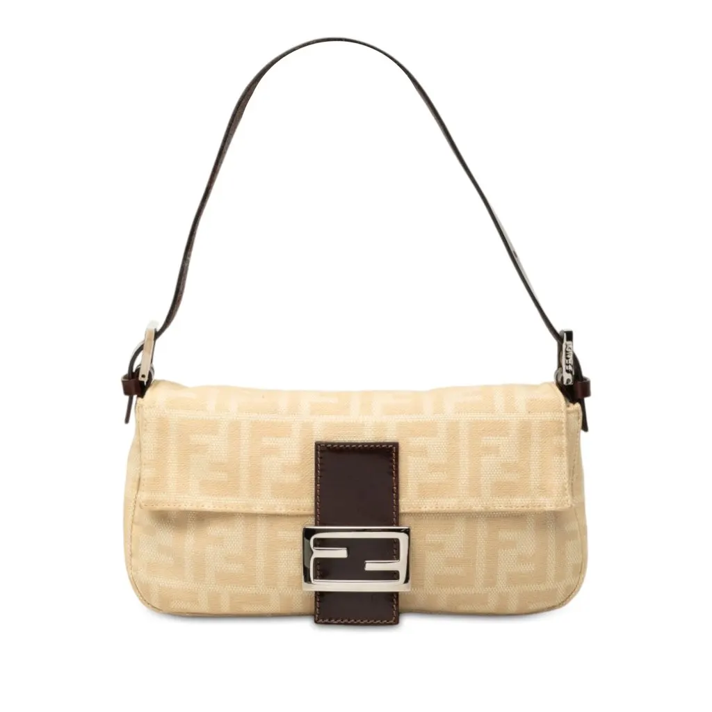 Fendi Zucca Canvas Baguette Beige Canvas Good - Front View