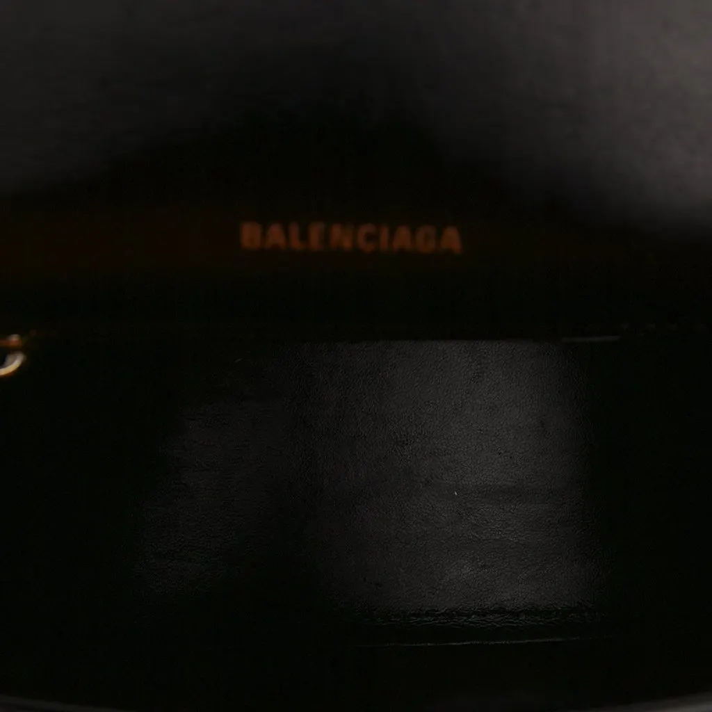 Balenciaga Small Shiny Box Calfskin Hourglass Top Handle Bag Black Leather Very good - Model View