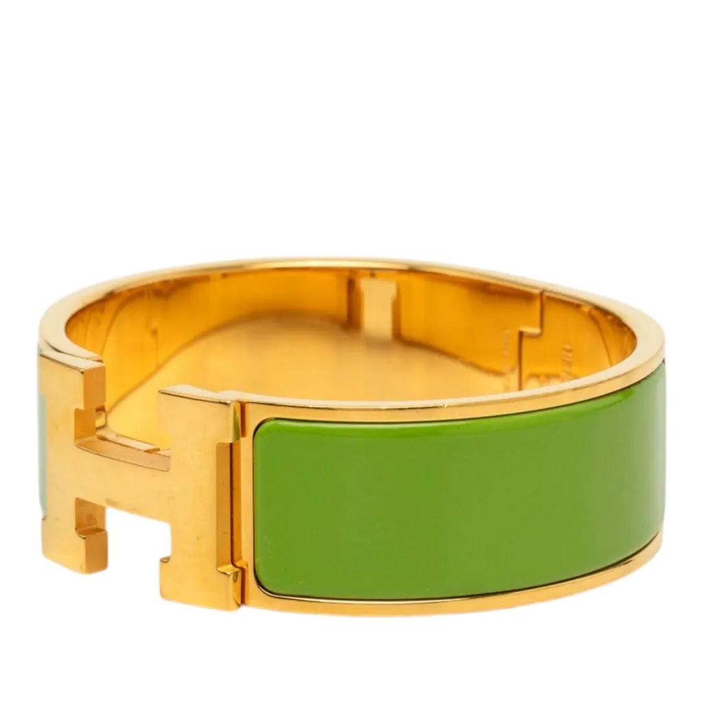 Hermès Wide Enamel Clic Clac H Bracelet PM Green Enamel Very good - Back View