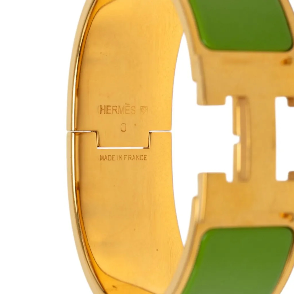 Hermès Wide Enamel Clic Clac H Bracelet PM Green Enamel Very good - Model View