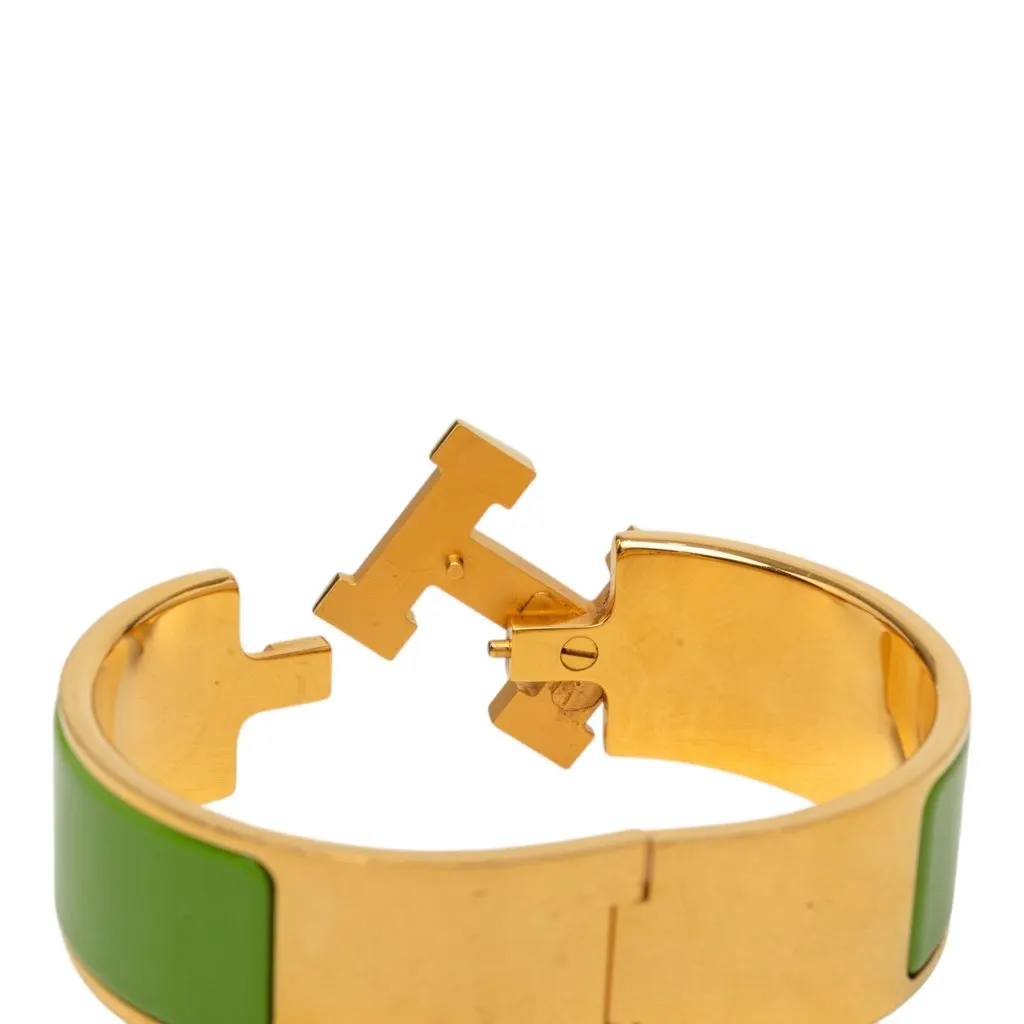 Hermès Wide Enamel Clic Clac H Bracelet PM Green Enamel Very good - Box View